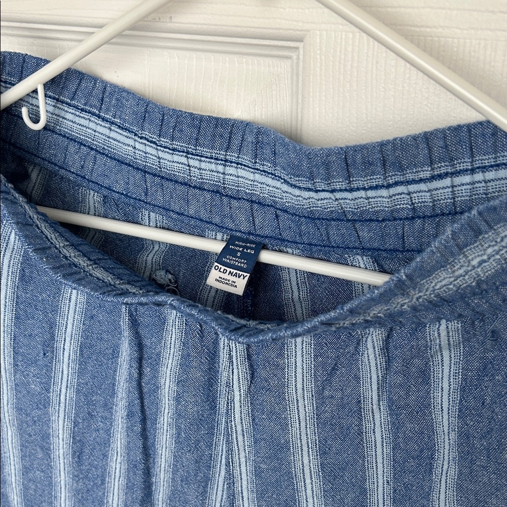 Old Navy high rise wide leg Blue Striped linen pant